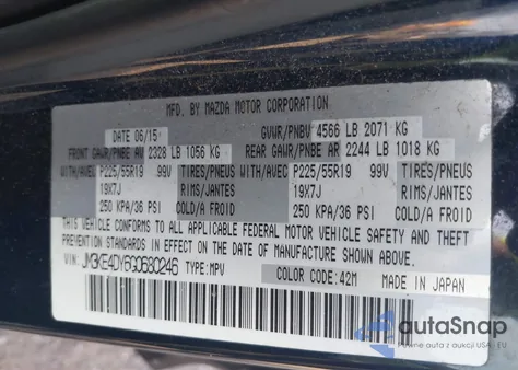 2016 Mazda Cx-5 Grand Touring from USA, damaged, VIN JM3KE4DY6G0680246